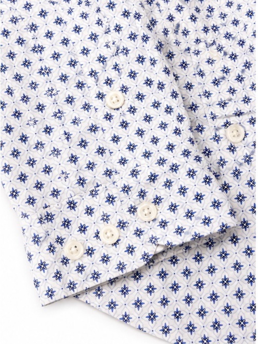 Wrangler White Button-Down Shirt with Blue Micro-Print - Picture 3 of 4